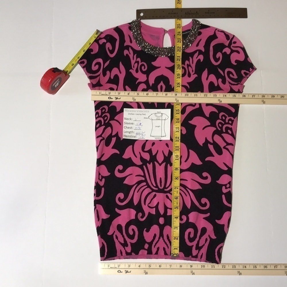 INC INTERNATIONAL CONCEPTS Women’s Dream Lady Pink Beaded Neckline Knit Top—Sz S - Picture 16 of 17